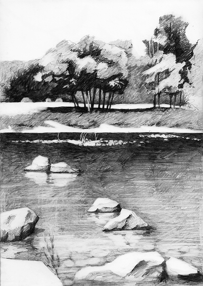 Landschaft Bleistiftzeichnung