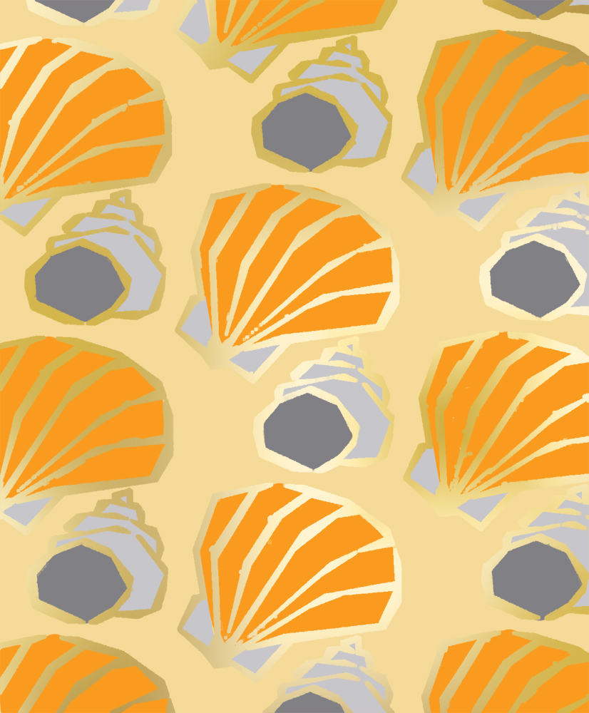 Stoffmuster Muscheln